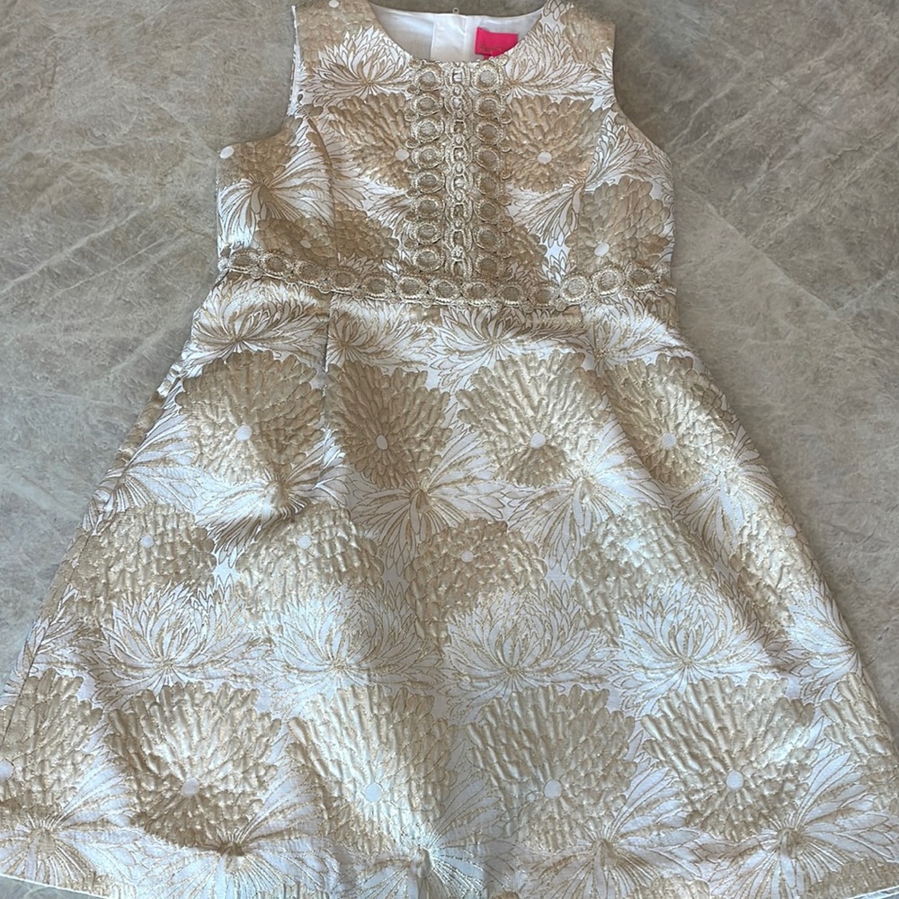 NWT Lilly Pulitzer mini Claire dress gold size 14